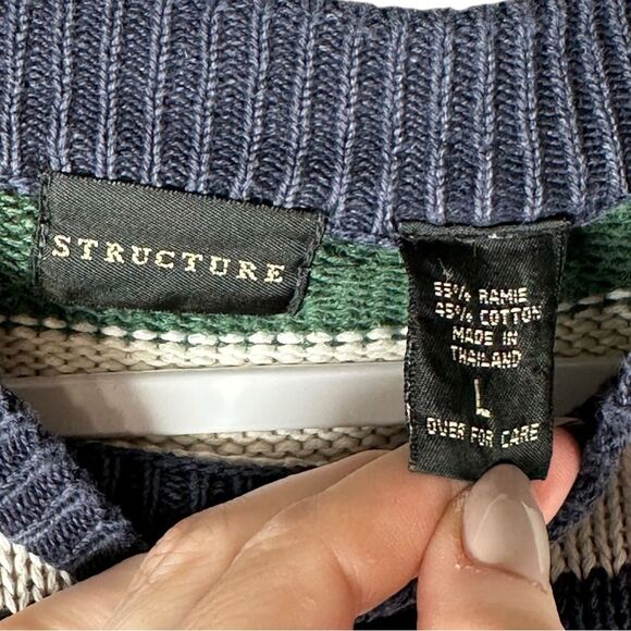 Vintage Structure Striped International Flag Embroidered Crewneck Sweater Large - Picture 4 of 6